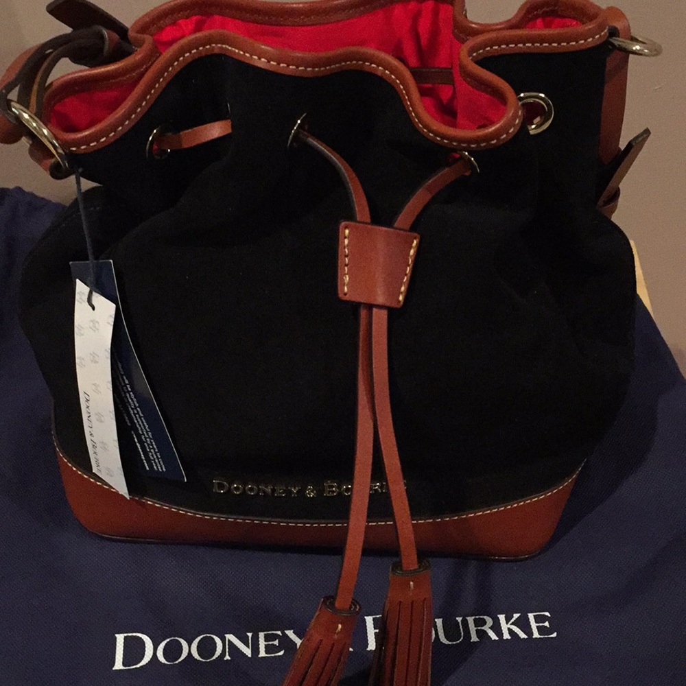Dooney & Bourke black suede drawstring bag NWT